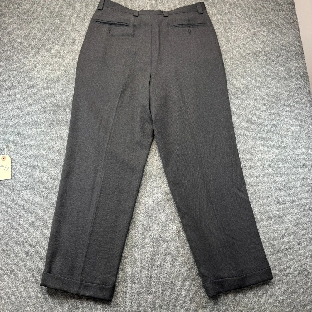 Zanella Dress Pants Mens 33 Black Pleated Professional Business Straight Leg
